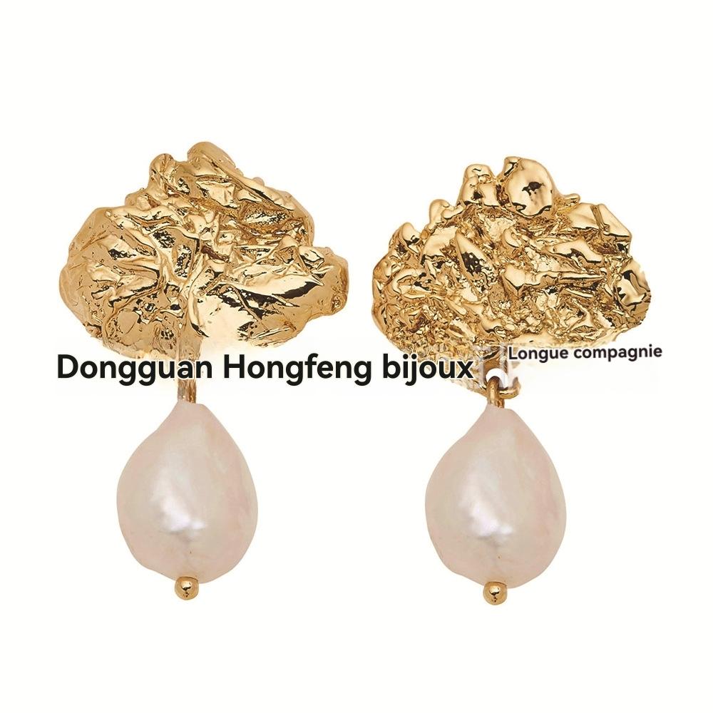 Bijoux Délicats | Boucles D’Oreilles Dorées Avec Perles D’Eau Douce  |  Femme Bijoux Bijoux Délicats