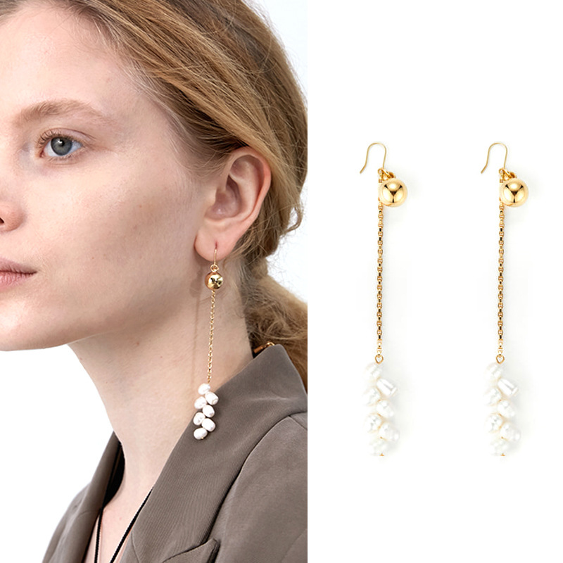 Bijoux Délicats | Longs Boucles D’Oreilles Avec Perles  |  Femme Bijoux Bijoux Délicats