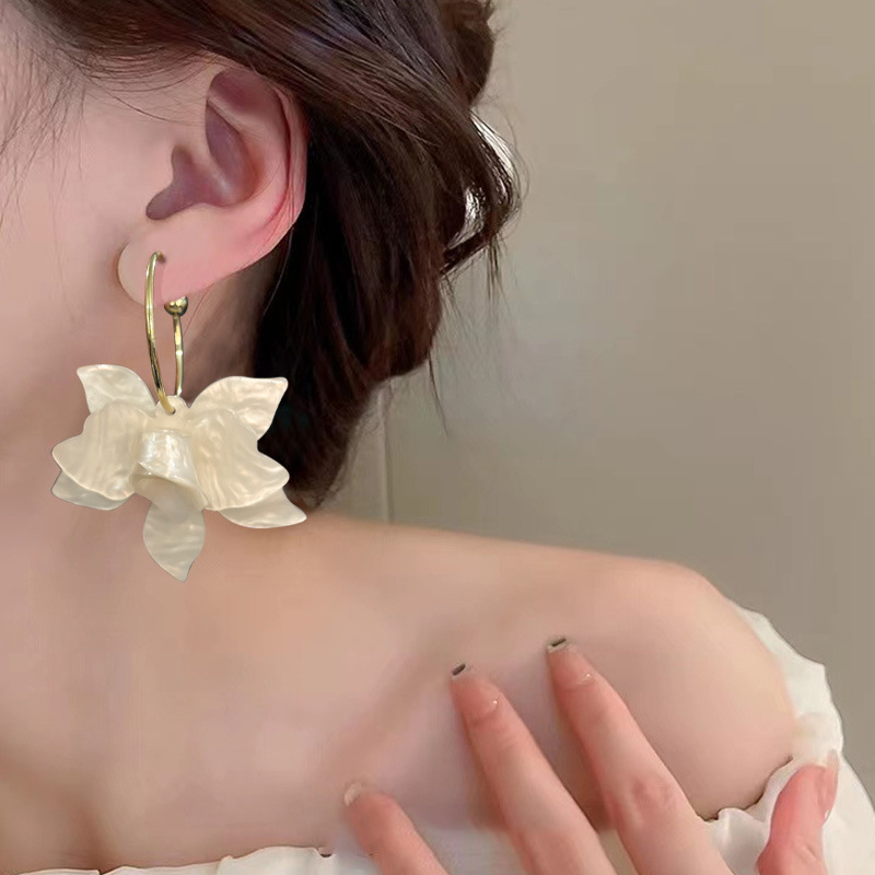 Bijoux Soirée | Créoles Avec Fleur  |  Femme Bijoux Bijoux Soirée