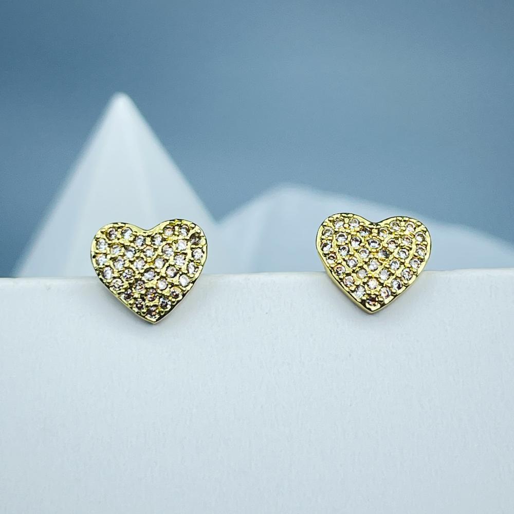 Bijoux Délicats | Boucles D’Oreilles Avec Cœur Et Zircone  |  Femme Bijoux Bijoux Délicats